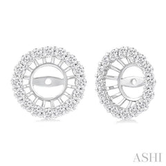 1 1/10 Ctw Round Cut Diamond 6.5MM Round Earrings Jacket in 14K White Gold
