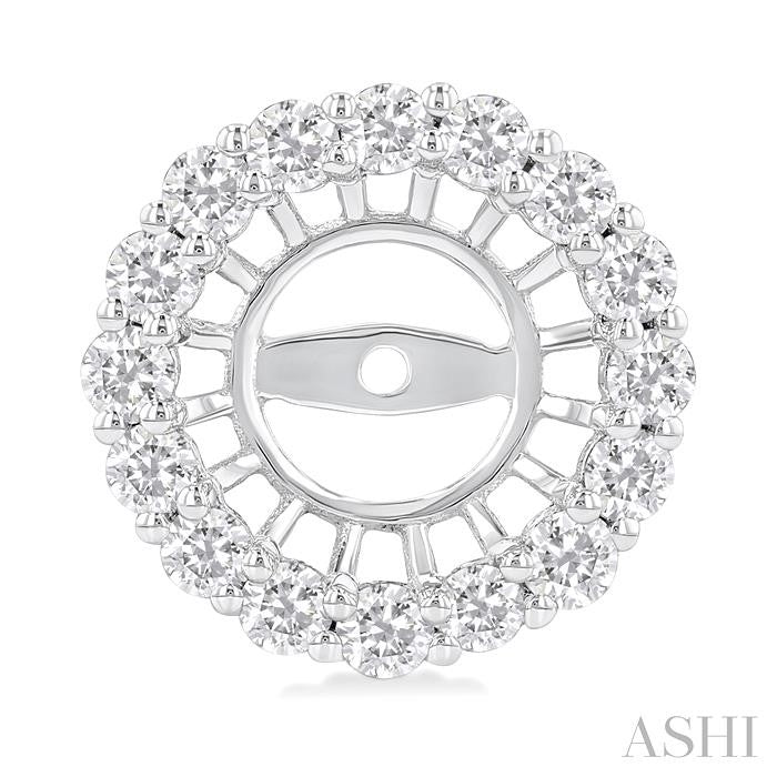 1 1/10 Ctw Round Cut Diamond 6.5MM Round Earrings Jacket in 14K White Gold