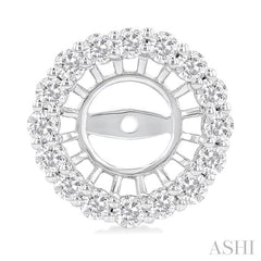1 1/10 Ctw Round Cut Diamond 6.5MM Round Earrings Jacket in 14K White Gold