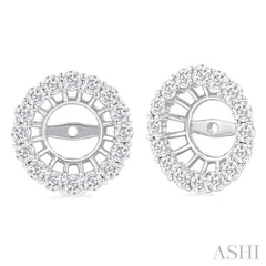 1 1/4 Ctw Round Cut Diamond 8MM Round Earrings Jacket in 14K White Gold