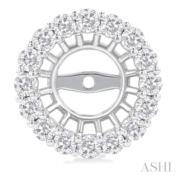 1 1/4 Ctw Round Cut Diamond 8MM Round Earrings Jacket in 14K White Gold