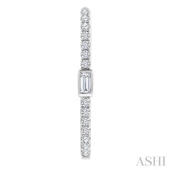 3/8 Ctw Rectangular Shape Baguette and Round Cut Diamond Fashion Hoop Earrings in 14K White Gold
