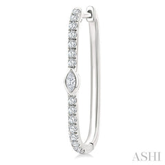 1/3 Ctw Marquise and Round Cut Diamond Rectangular Fashion Hoop Earrings in 14K White Gold