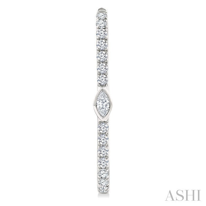 1/3 Ctw Marquise and Round Cut Diamond Rectangular Fashion Hoop Earrings in 14K White Gold