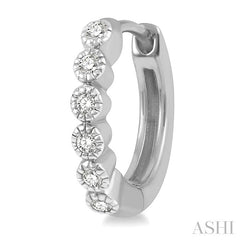 1/10 Ctw Round Cut Diamond Huggie Petite Earrings in 10K White Gold