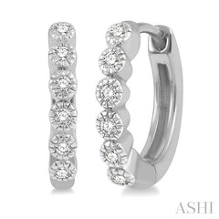1/10 Ctw Round Cut Diamond Huggie Petite Earrings in 10K White Gold