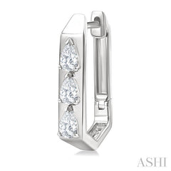 1/2 Ctw Pear Cut Diamond Hexagonal Fashion Hoop Earrings in 14K White Gold