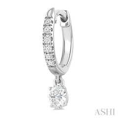 3/8 Ctw Oval Shape and Round Cut Diamond Fashion Huggie Petite Earrings in 14K White Gold