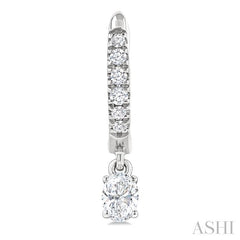 3/8 Ctw Oval Shape and Round Cut Diamond Fashion Huggie Petite Earrings in 14K White Gold
