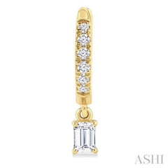 3/8 Ctw Octagon Shape and Round Cut Diamond Fashion Huggie Petite Earrings in 14K Yellow Gold