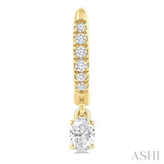 3/8 Ctw Oval Shape and Round Cut Diamond Fashion Huggie Petite Earrings in 14K Yellow Gold