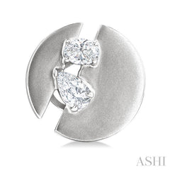 1/2 Ctw Split Circle Oval and Pear Cut Diamond Fashion Stud Earrings in 14K White Gold