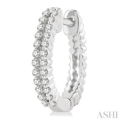 1/4 Ctw Petite Twin Row Round Cut Diamond Fashion Huggies in 10K White Gold