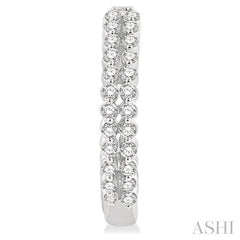 1/4 Ctw Petite Twin Row Round Cut Diamond Fashion Huggies in 10K White Gold