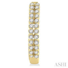 1/4 Ctw Petite Twin Row Round Cut Diamond Fashion Huggies in 10K Yellow Gold