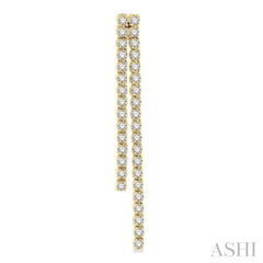 1 3/4 Ctw Twin Line Round Cut Diamond Tennis Earring in 14K Yellow Gold