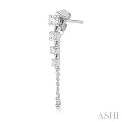 1/2 Ctw Journey Round Cut Diamond Fashion Long Chain Earring in 14K White Gold