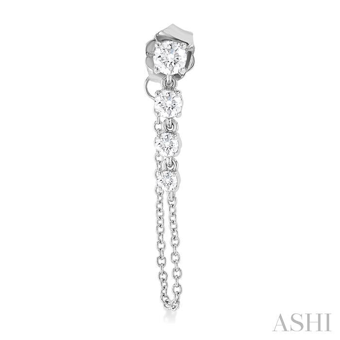 1/2 Ctw Journey Round Cut Diamond Fashion Long Chain Earring in 14K White Gold