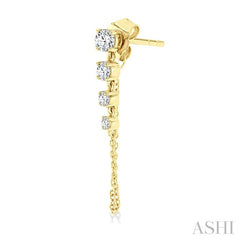 1/2 Ctw Journey Round Cut Diamond Fashion Long Chain Earring in 14K Yellow Gold