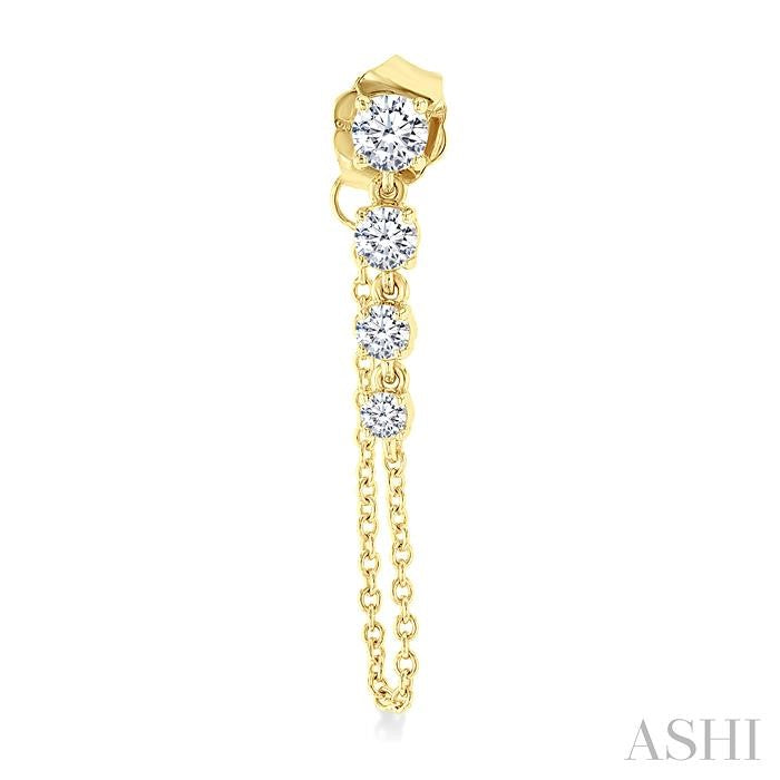 1/2 Ctw Journey Round Cut Diamond Fashion Long Chain Earring in 14K Yellow Gold