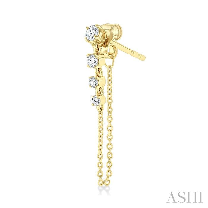 1/3 Ctw Journey Round Cut Diamond Fashion Long Chain Earring in 14K Yellow Gold
