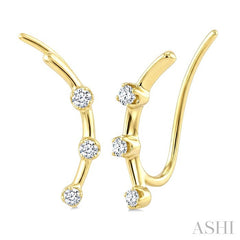 1/8 Ctw Round Cut Diamond Fashion Ear Climbers in 10K Yellow Gold