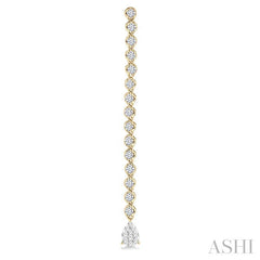 1 1/4 Ctw Lovebright Pear Shape Dangle Tip Round Cut Diamond Fashion Long Earrings in 14K Yellow and White Gold