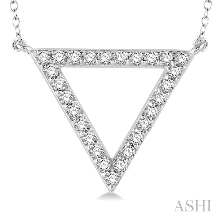 1/6 Ctw Triangle Cutout Round Cut Diamond Pendant With Link Chain in 10K White Gold
