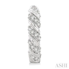 1/5 Ctw Petite Swirl Round Cut Diamond Fashion Huggies in 10K White Gold