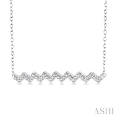 1/6 Ctw Geometric Zigzag Pattern Round Cut Diamond Necklace With Link Chain in 10K White Gold