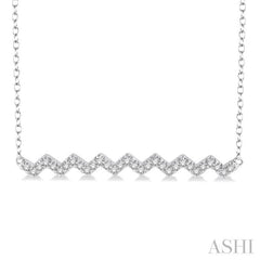 1/6 Ctw Geometric Zigzag Pattern Round Cut Diamond Necklace With Link Chain in 10K White Gold