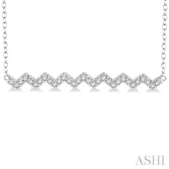 1/6 Ctw Geometric Zigzag Pattern Round Cut Diamond Necklace With Link Chain in 10K White Gold