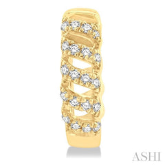 1/4 Ctw Petite Open Swirl Round Cut Diamond Fashion Huggies in 10K Yellow Gold
