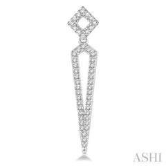1/3 Ctw Spearhead Round Cut Diamond Long Earrings in 14K White Gold