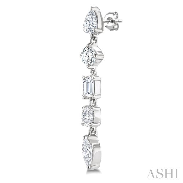 1 Ctw Mixed Diamond Cut Fashion Earring in 14K White Gold