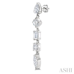 1 Ctw Mixed Diamond Cut Fashion Earring in 14K White Gold