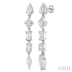 1 Ctw Mixed Diamond Cut Fashion Earring in 14K White Gold