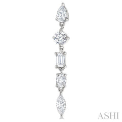 1 Ctw Mixed Diamond Cut Fashion Earring in 14K White Gold