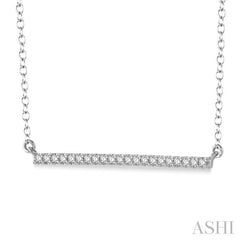 1/6 Ctw Horizontal Bar Round Cut Diamond Necklace With Link Chain in 10K White Gold