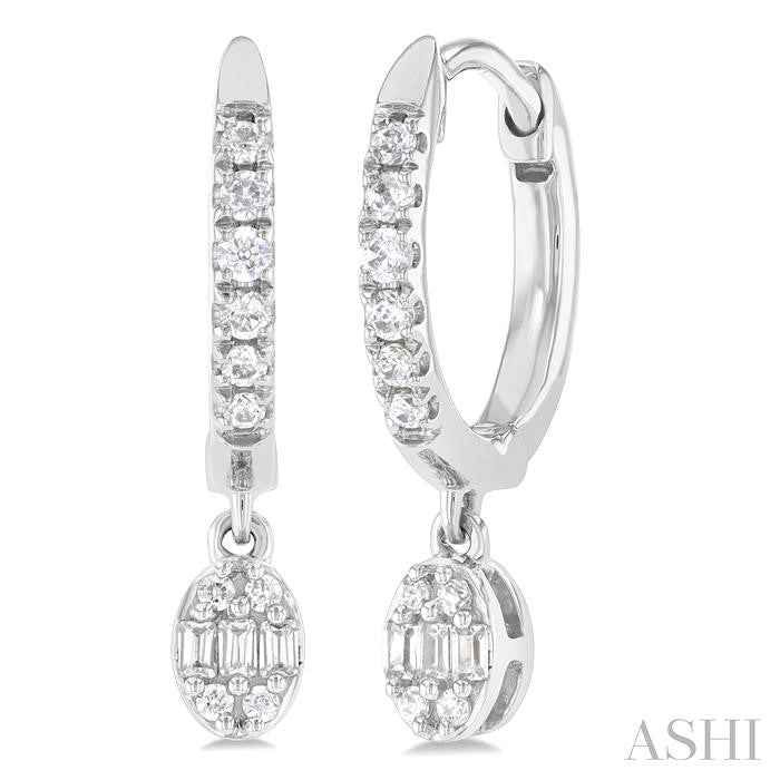1/3 Ctw Petite Oval Shape Fusion Diamond Fashion Huggies in 10K White Gold