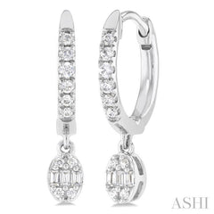 1/3 Ctw Petite Oval Shape Fusion Diamond Fashion Huggies in 10K White Gold