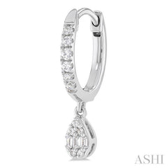 1/3 Ctw Petite Pear Shape Fusion Diamond Fashion Huggies in 10K White Gold