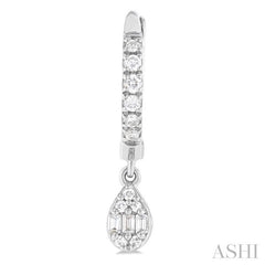 1/3 Ctw Petite Pear Shape Fusion Diamond Fashion Huggies in 10K White Gold