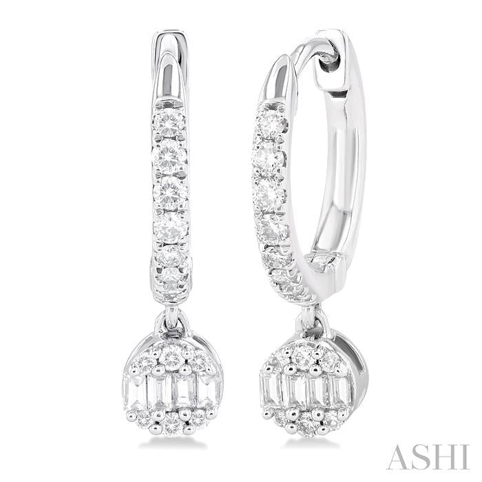 1/3 Ctw Petite Round Shape Fusion Diamond Fashion Huggies in 10K White Gold