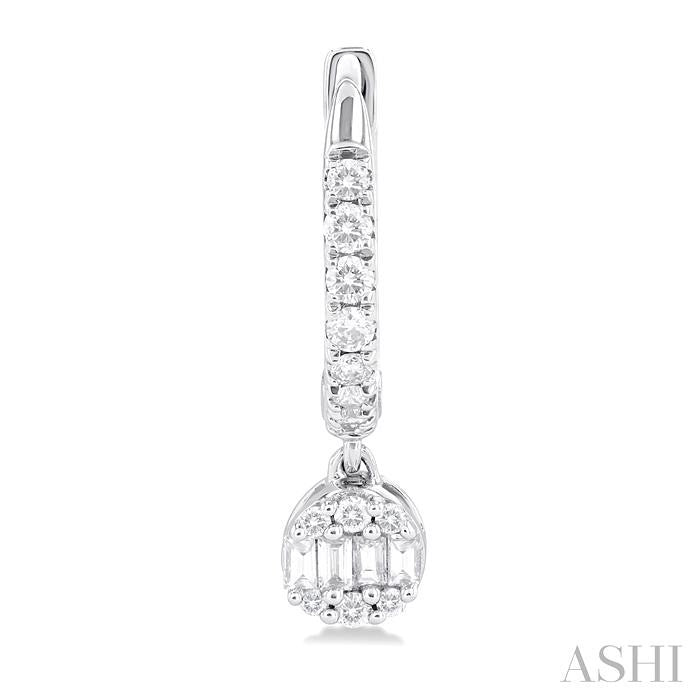 1/3 Ctw Petite Round Shape Fusion Diamond Fashion Huggies in 10K White Gold