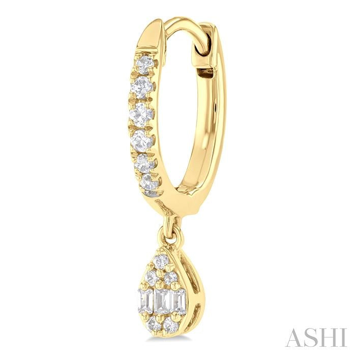1/3 Ctw Petite Pear Shape Fusion Diamond Fashion Huggies in 10K Yellow Gold