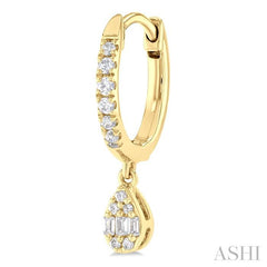 1/3 Ctw Petite Pear Shape Fusion Diamond Fashion Huggies in 10K Yellow Gold