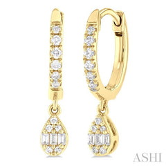 1/3 Ctw Petite Pear Shape Fusion Diamond Fashion Huggies in 10K Yellow Gold
