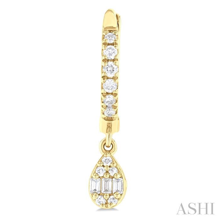 1/3 Ctw Petite Pear Shape Fusion Diamond Fashion Huggies in 10K Yellow Gold
