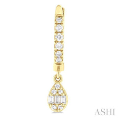1/3 Ctw Petite Pear Shape Fusion Diamond Fashion Huggies in 10K Yellow Gold